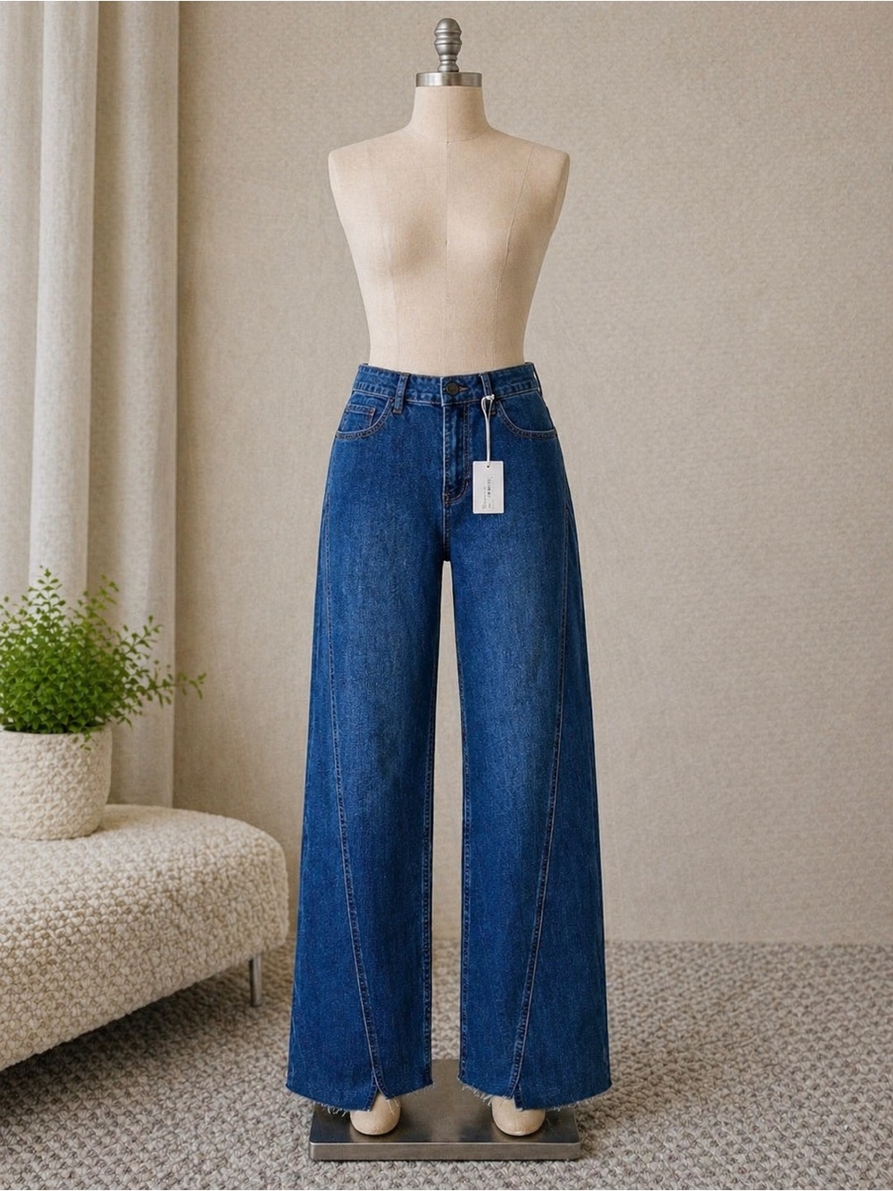 Indigo Wide-Leg High Rise Jeans in Deep Blue